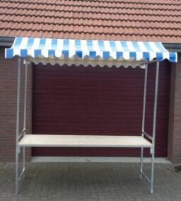 Marktkraam gegalvaniseerd staal met blauw wit pvc zeil